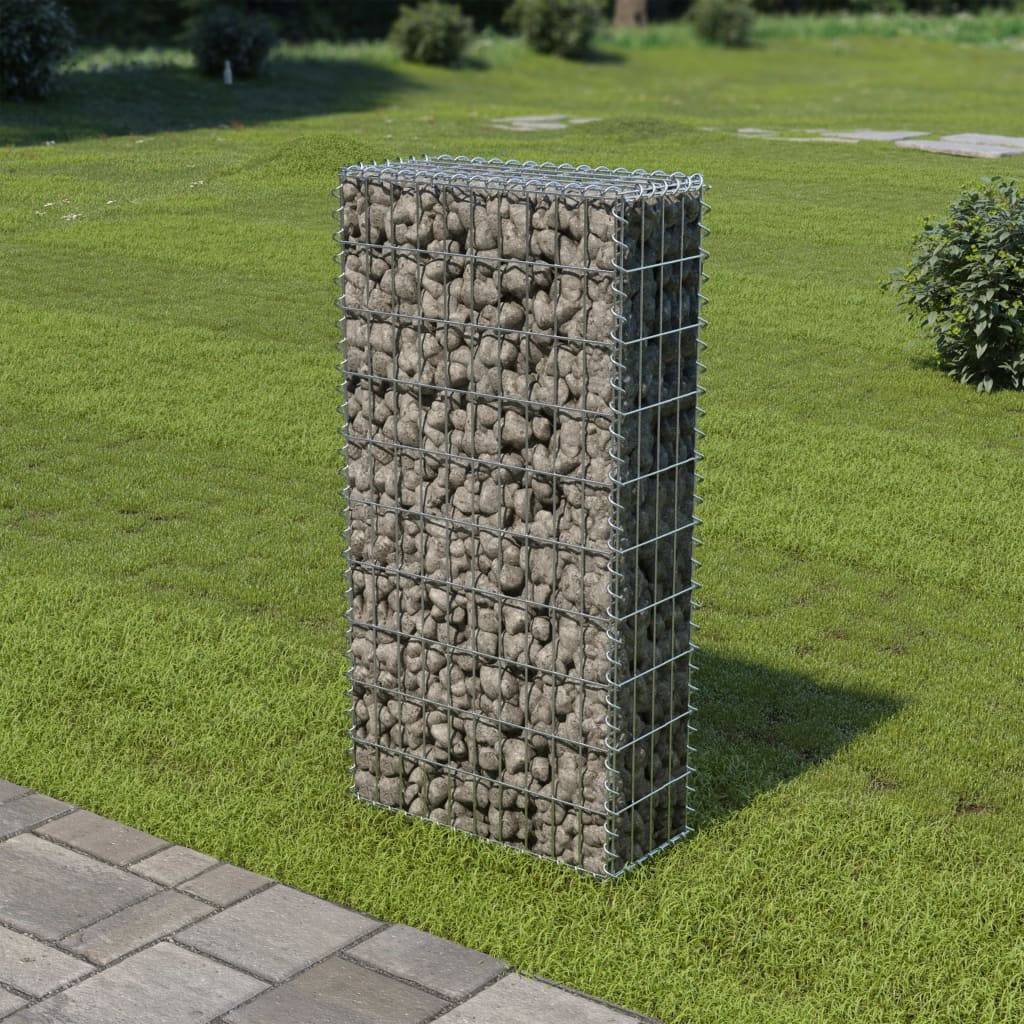 vidaXL Gabionenwand mit Abdeckung Verzinkter Stahl 50×20×100 cm