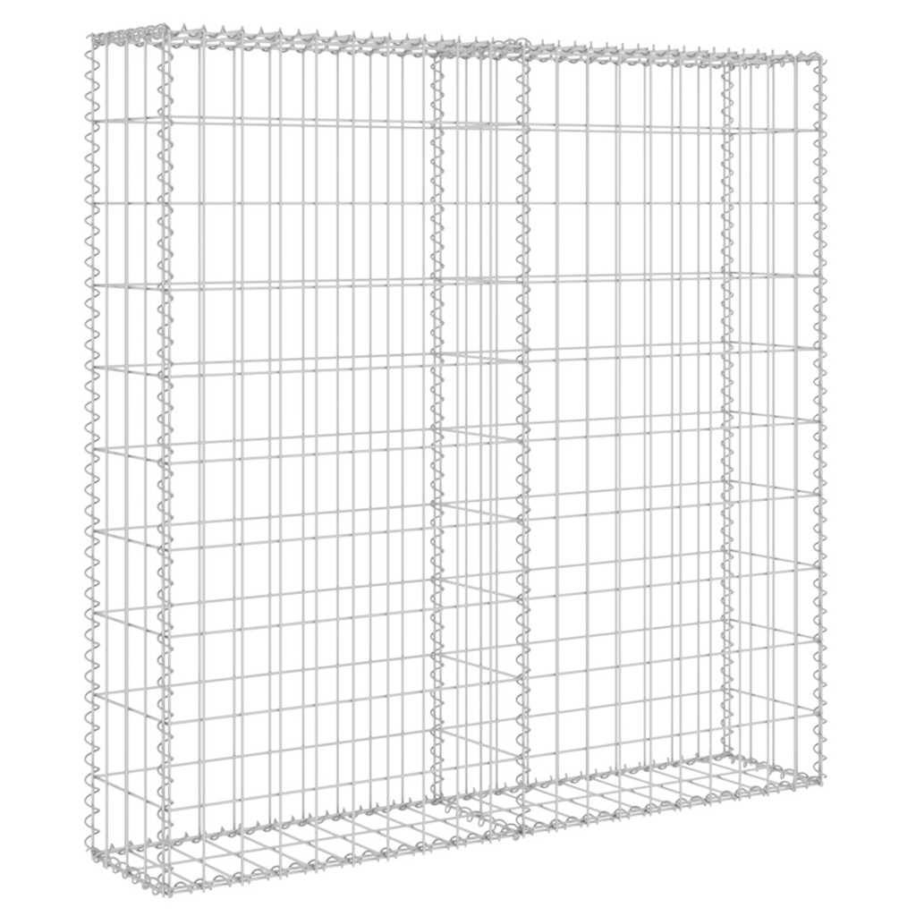 vidaXL Gabionenwand mit Abdeckung Verzinkter Stahl 80×20×100 cm