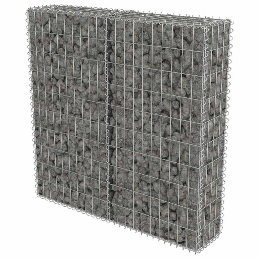 vidaXL Gabionenwand mit Abdeckung Verzinkter Stahl 100×20×100 cm