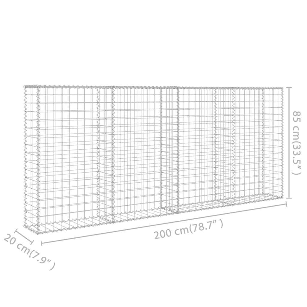 vidaXL Gabionenwand mit Abdeckung Verzinkter Stahl 200×20×85 cm