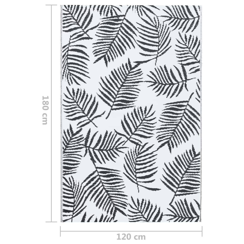 vidaXL Outdoor-Teppich ARAKIL Weiß und Schwarz 120x180 cm PP