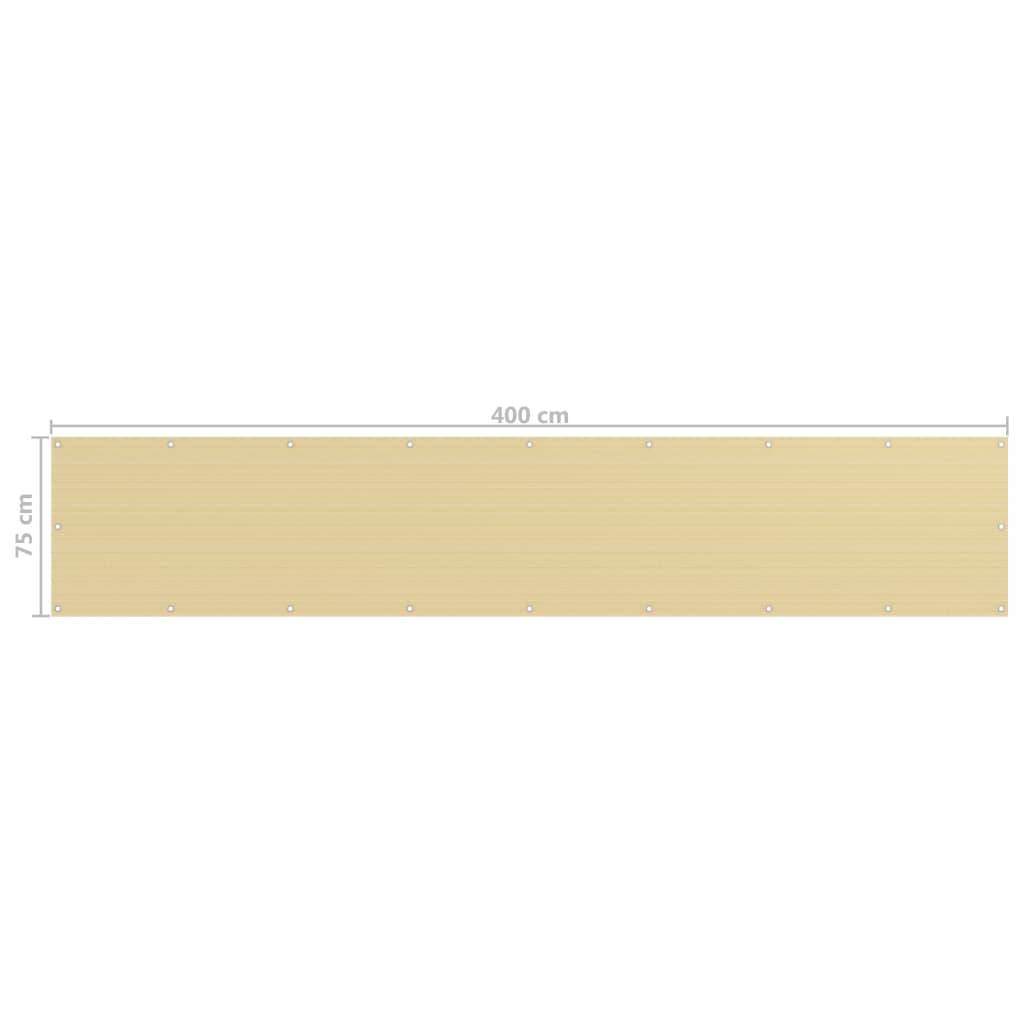 vidaXL Balkon-Sichtschutz Beige 75x400 cm HDPE