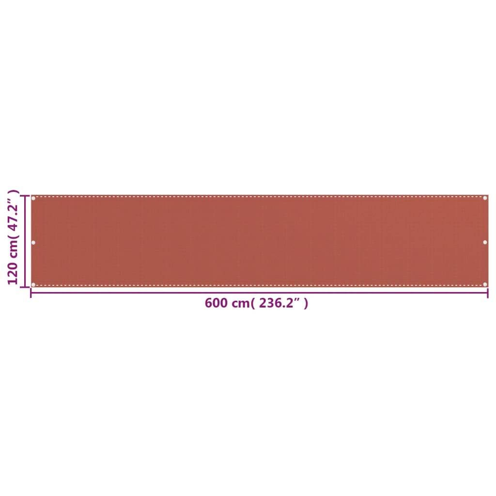 vidaXL Balkon-Sichtschutz Terracotta-Rot 120x600 cm HDPE
