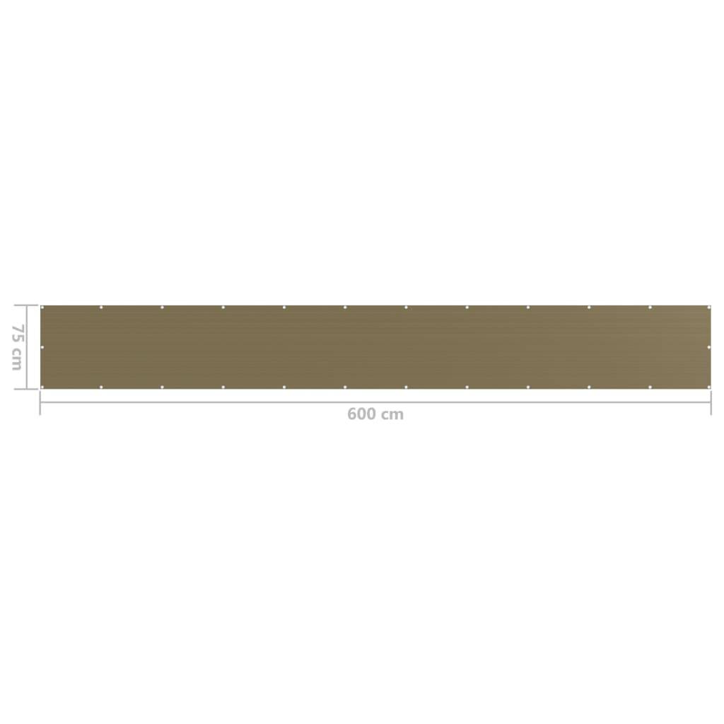 vidaXL Balkon-Sichtschutz Taupe 75x600 cm HDPE