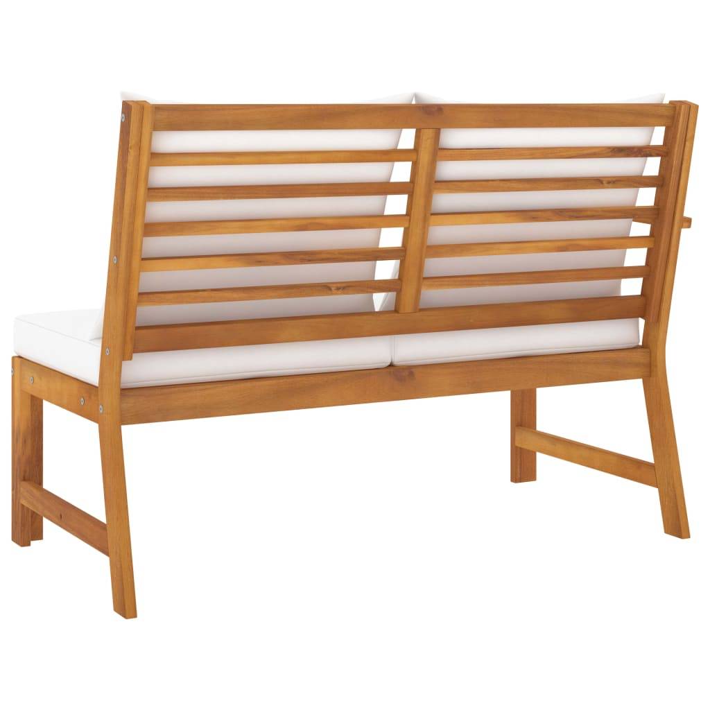vidaXL Gartenbank 114,5 cm mit Cremeweißen Kissen Massivholz Akazie