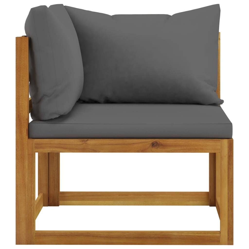 vidaXL 2-tlg. Sofa-Set mit dunkelgrauen Kissen Akazie Massivholz