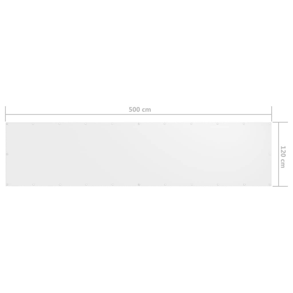 vidaXL Balkon-Sichtschutz Weiß 120x500 cm Oxford-Gewebe
