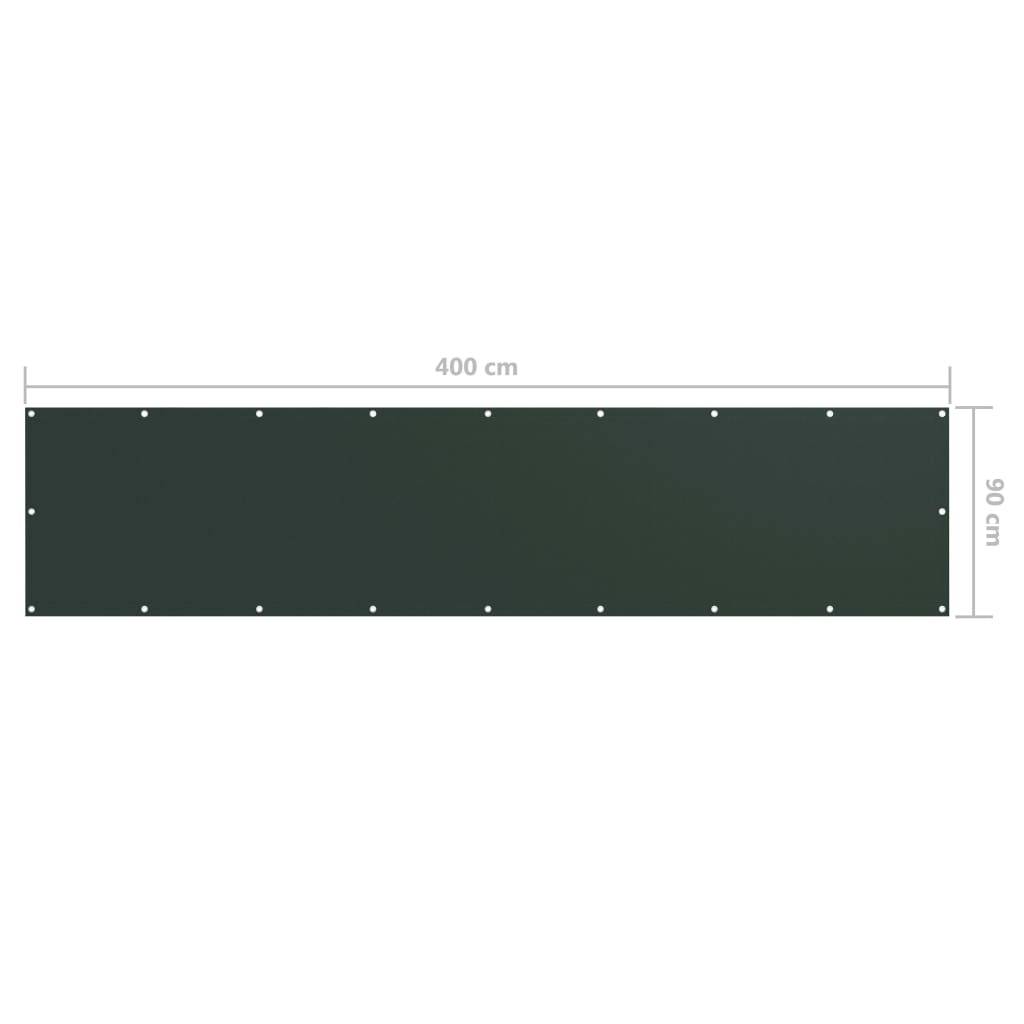 vidaXL Balkon-Sichtschutz Dunkelgrün 90x400 cm Oxford-Gewebe