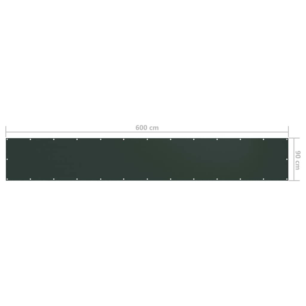 vidaXL Balkon-Sichtschutz Dunkelgrün 90x600 cm Oxford-Gewebe