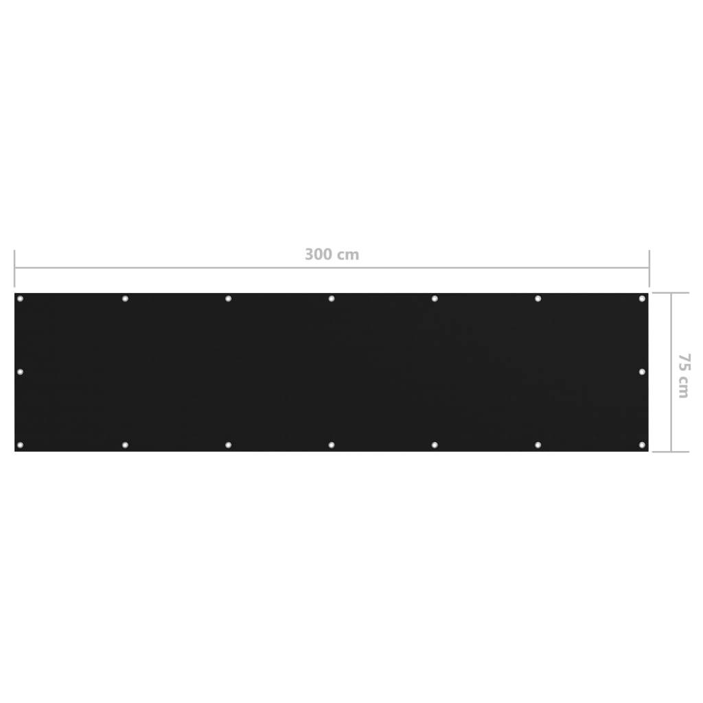 vidaXL Balkon-Sichtschutz Schwarz 75x300 cm Oxford-Gewebe