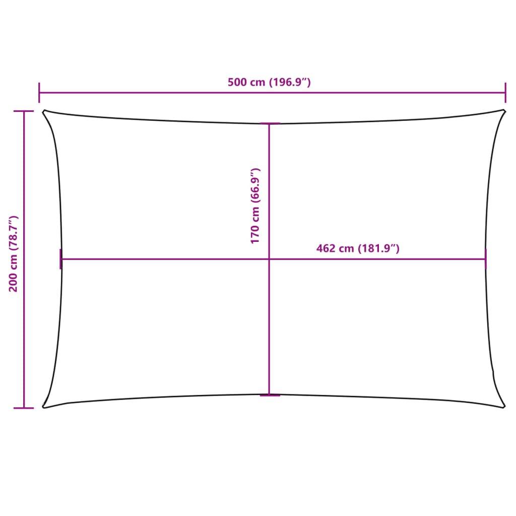 vidaXL Sonnensegel Oxford-Gewebe Rechteckig 2x5 m Schwarz