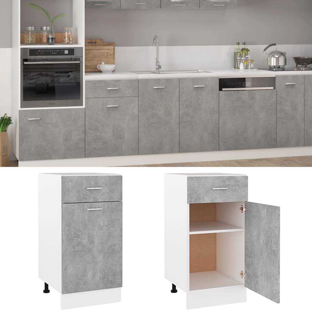 vidaXL Schubunterschrank Betongrau 40x46x81,5 cm Holzwerkstoff