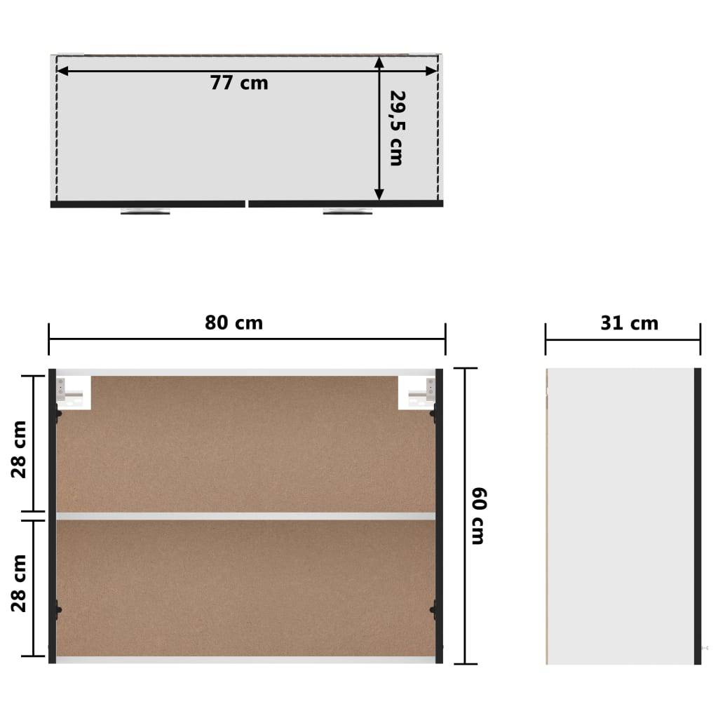 vidaXL Hängeschrank Lyon Schwarz 80x31x60 cm Holzwerkstoff