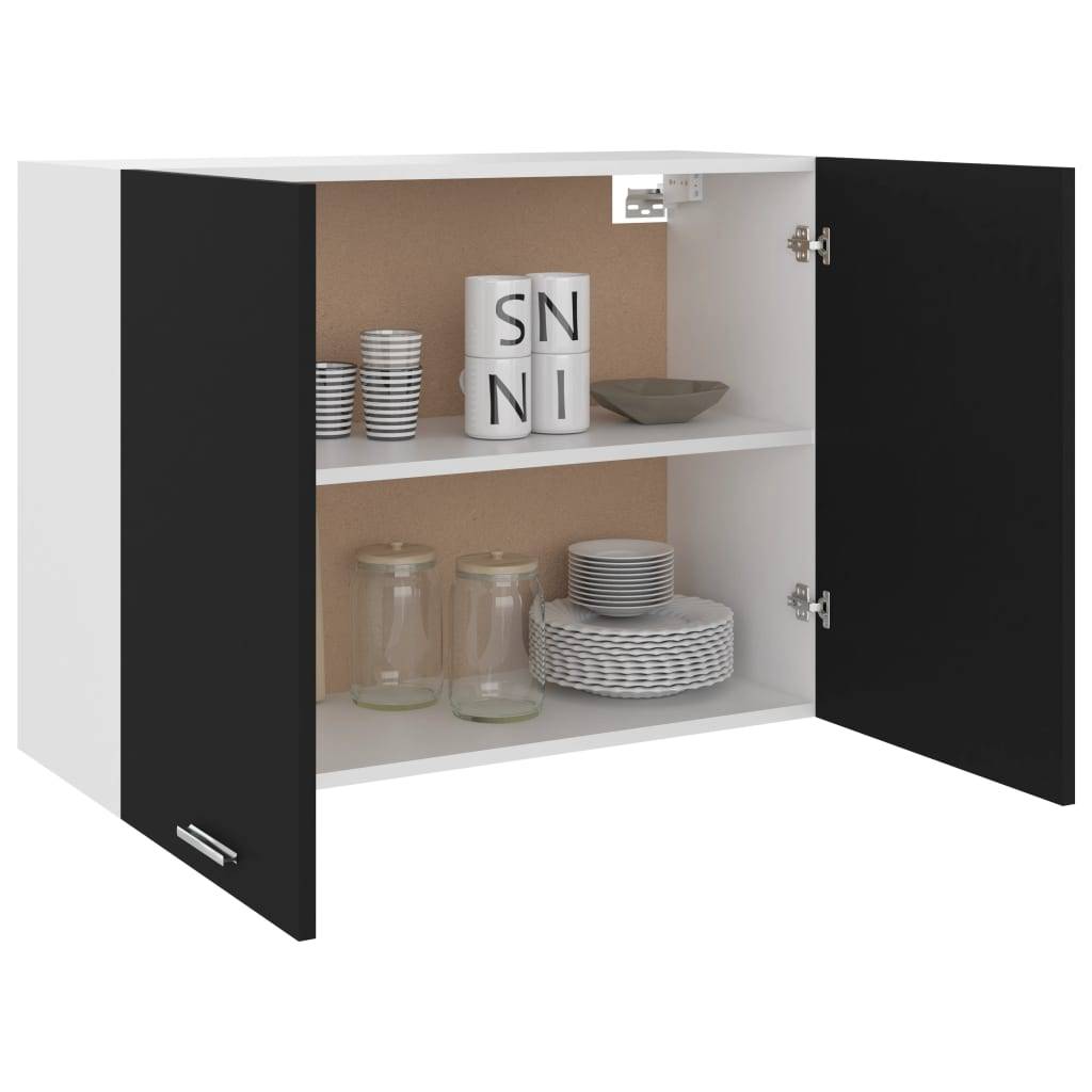 vidaXL Hängeschrank Lyon Schwarz 80x31x60 cm Holzwerkstoff