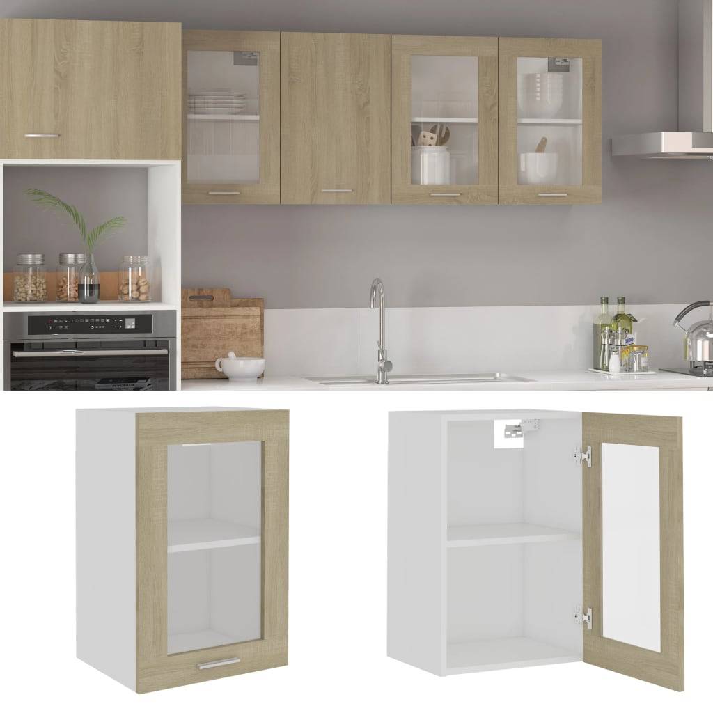 vidaXL Hängeglasschrank Lyon Sonoma-Eiche 40x31x60 cm Holzwerkstoff
