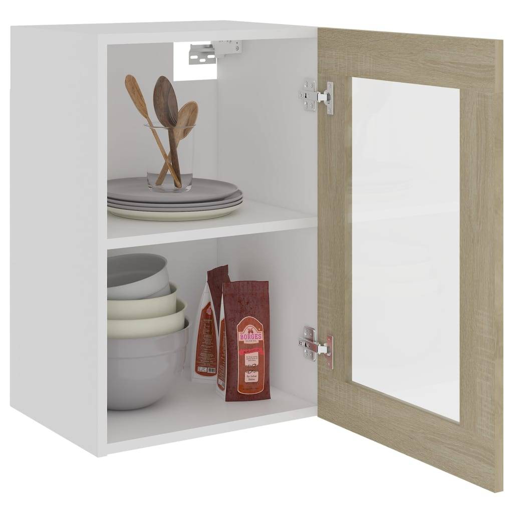 vidaXL Hängeglasschrank Lyon Sonoma-Eiche 40x31x60 cm Holzwerkstoff