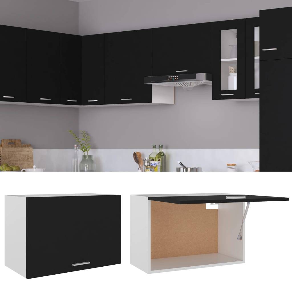 vidaXL Hängeschrank Lyon Schwarz 60x31x40 cm Holzwerkstoff