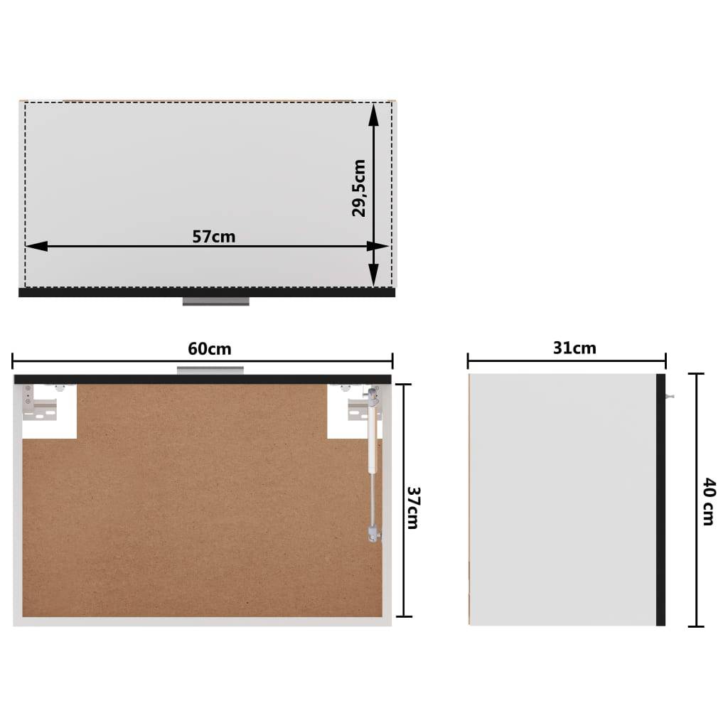 vidaXL Hängeschrank Lyon Schwarz 60x31x40 cm Holzwerkstoff