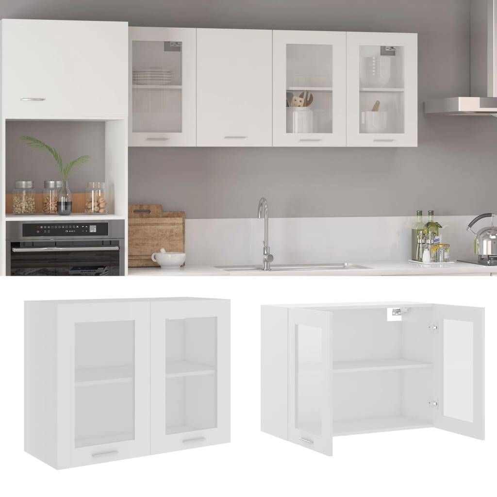 vidaXL Hängeglasschrank Lyon Weiß 80x31x60 cm Holzwerkstoff