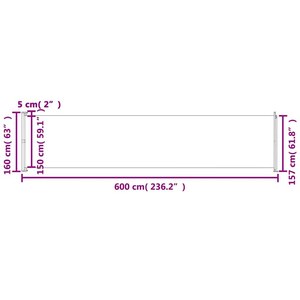 vidaXL Seitenmarkise Ausziehbar 600x160 cm Creme
