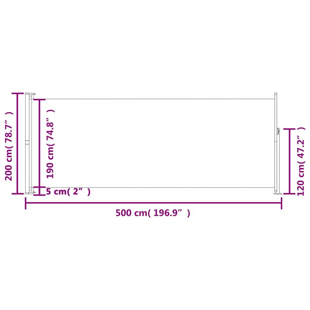 vidaXL Seitenmarkise Ausziehbar 200x500 cm Creme