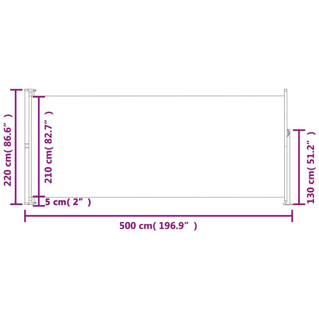 vidaXL Seitenmarkise Ausziehbar 220x500 cm Creme