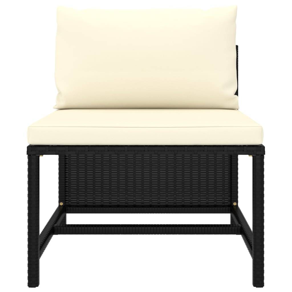 vidaXL 3-Sitzer-Gartensofa mit Auflagen Schwarz Poly Rattan
