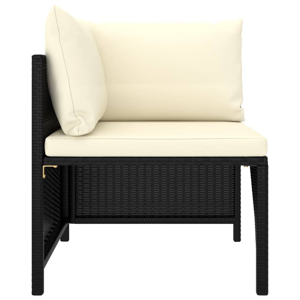 vidaXL 6-tlg. Garten-Lounge-Set mit Kissen Poly Rattan Schwarz