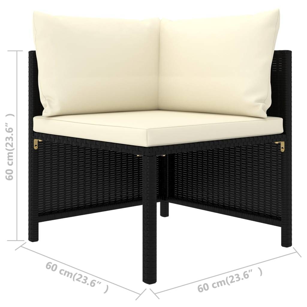 vidaXL 4-tlg. Garten-Sofagarnitur mit Auflagen Schwarz Poly Rattan