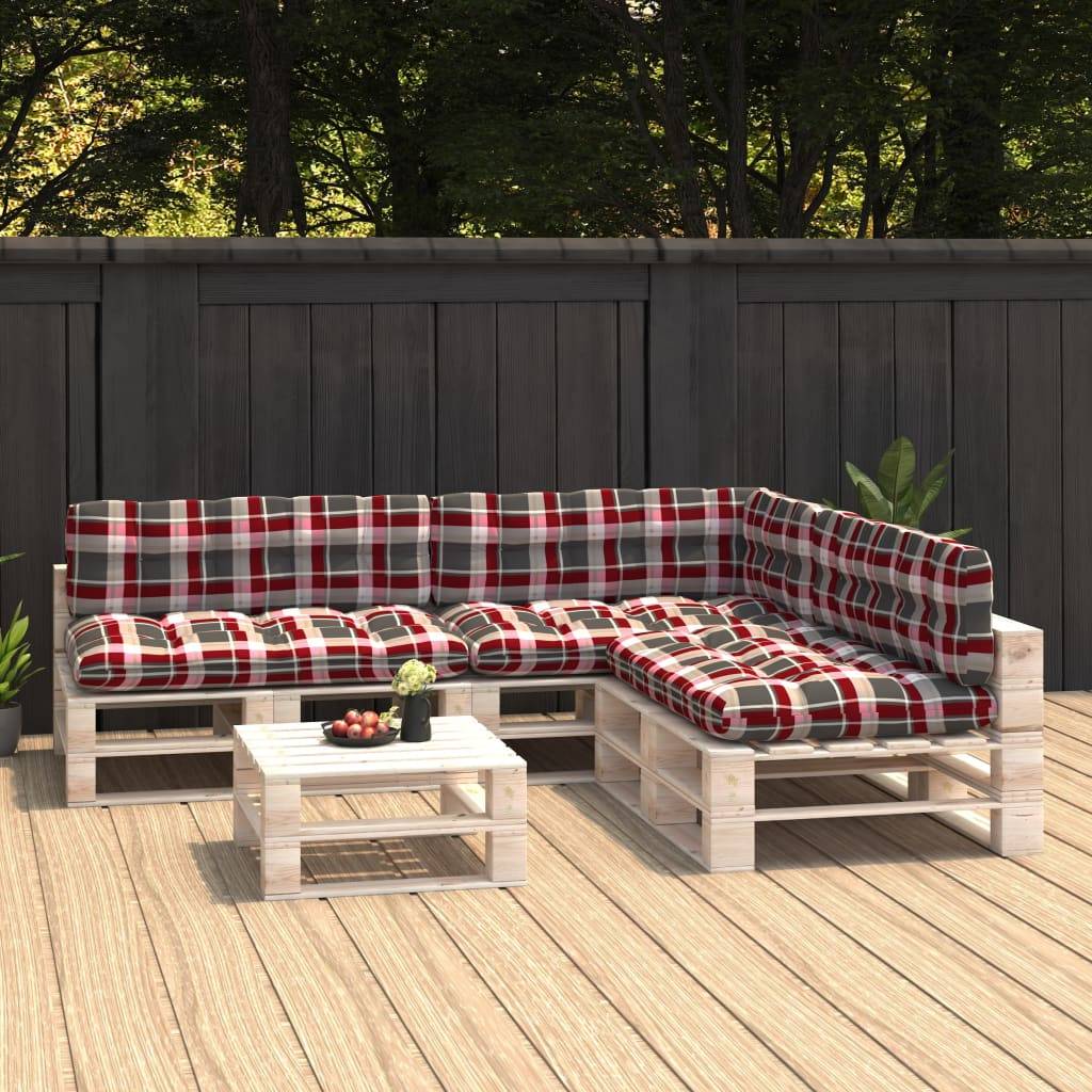 vidaXL Palettensofa-Auflagen 7 Stk. Rot Karomuster