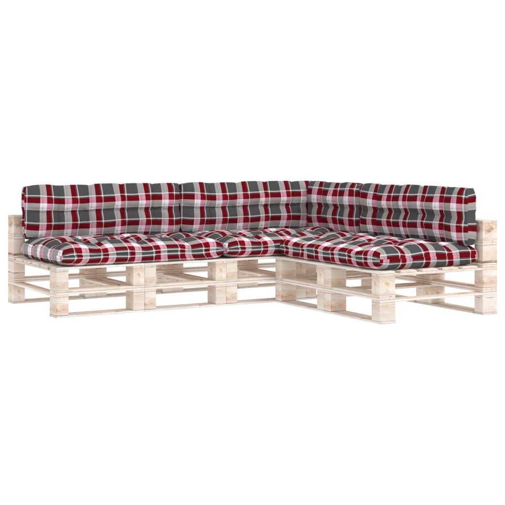 vidaXL Palettensofa-Auflagen 7 Stk. Rot Karomuster