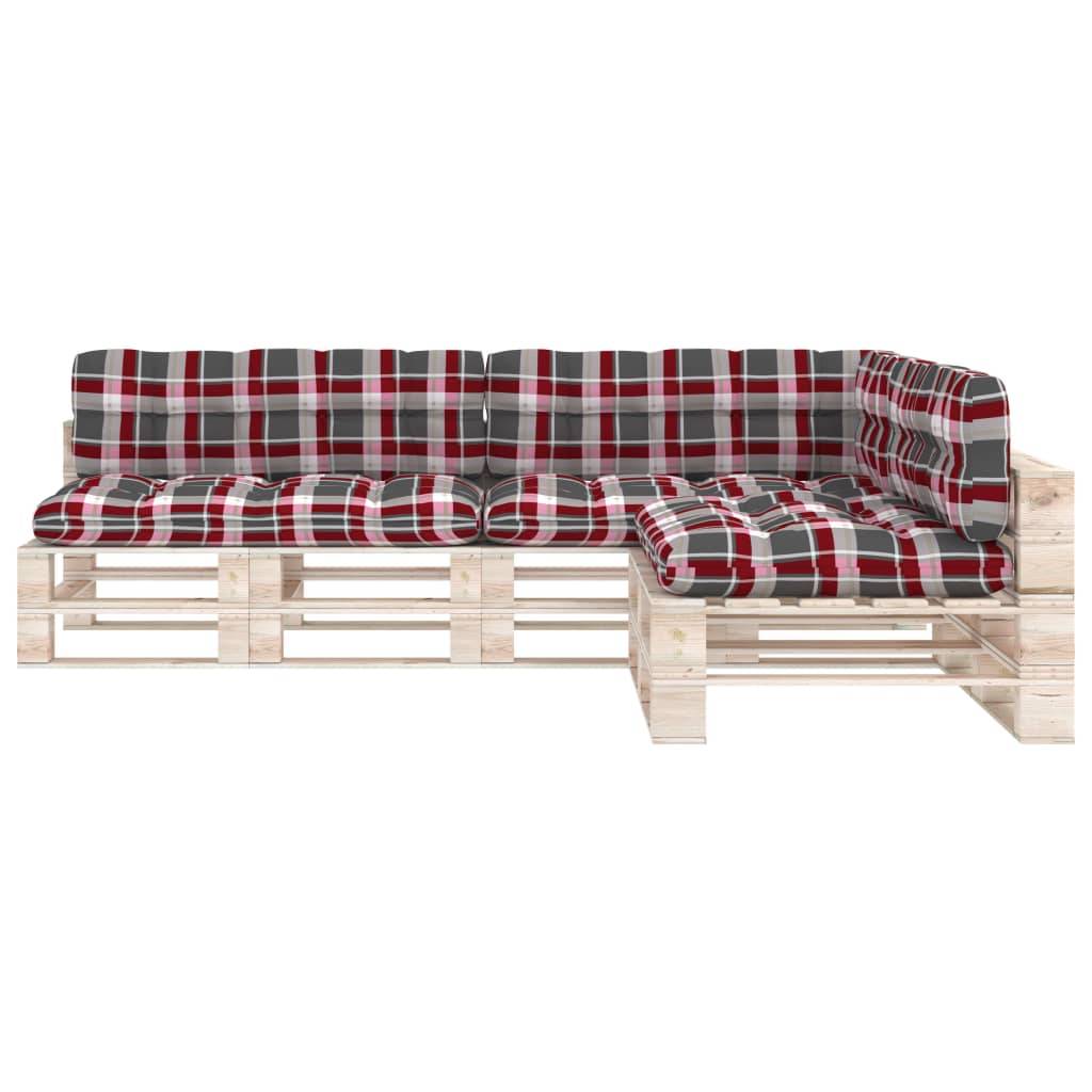 vidaXL Palettensofa-Auflagen 7 Stk. Rot Karomuster