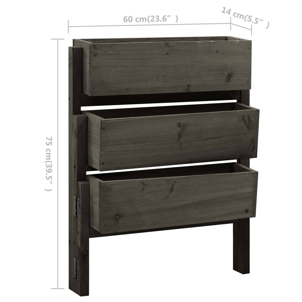 vidaXL Pflanzkübel Klappbar Grau 60x14x75 cm Massivholz Tanne