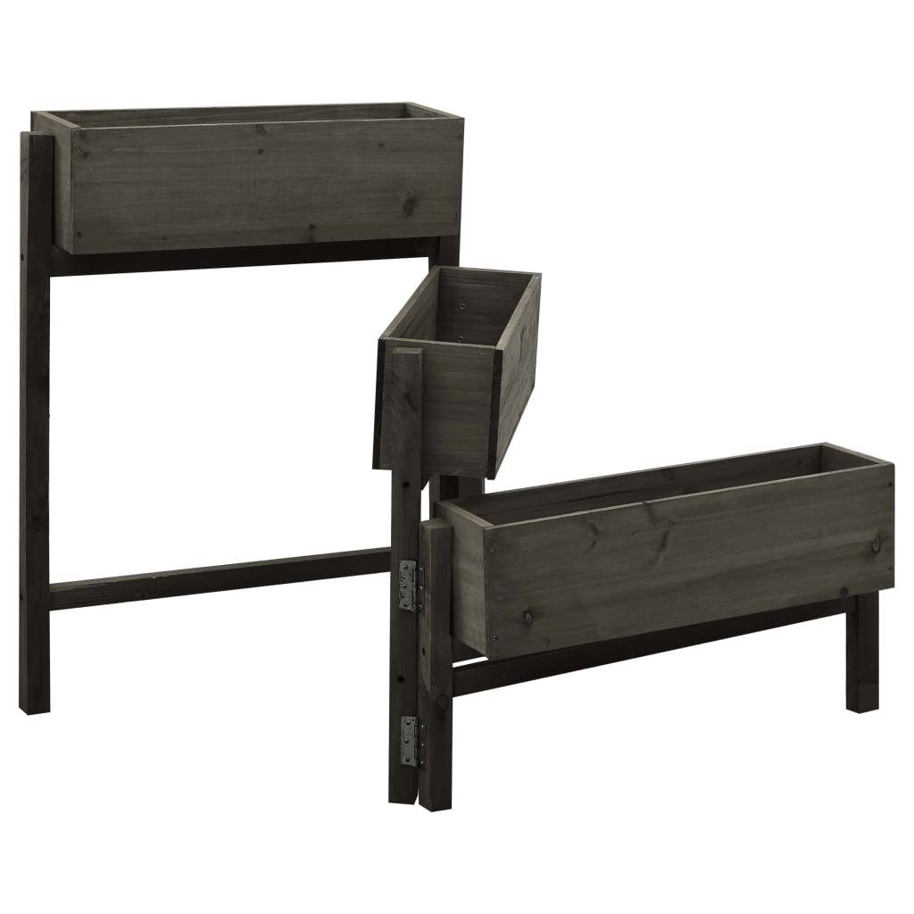 vidaXL Pflanzkübel Klappbar Grau 60x14x75 cm Massivholz Tanne