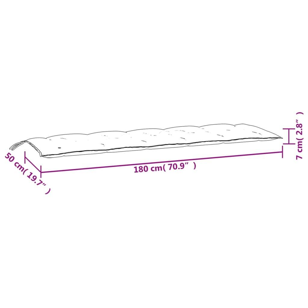 vidaXL Gartenbank-Auflage Schwarz Karomuster 180x50x7 cm Oxford-Gewebe
