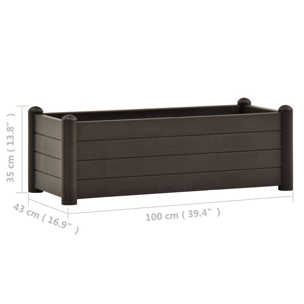 vidaXL Garten-Hochbeet PP Mokka 100x43x35 cm