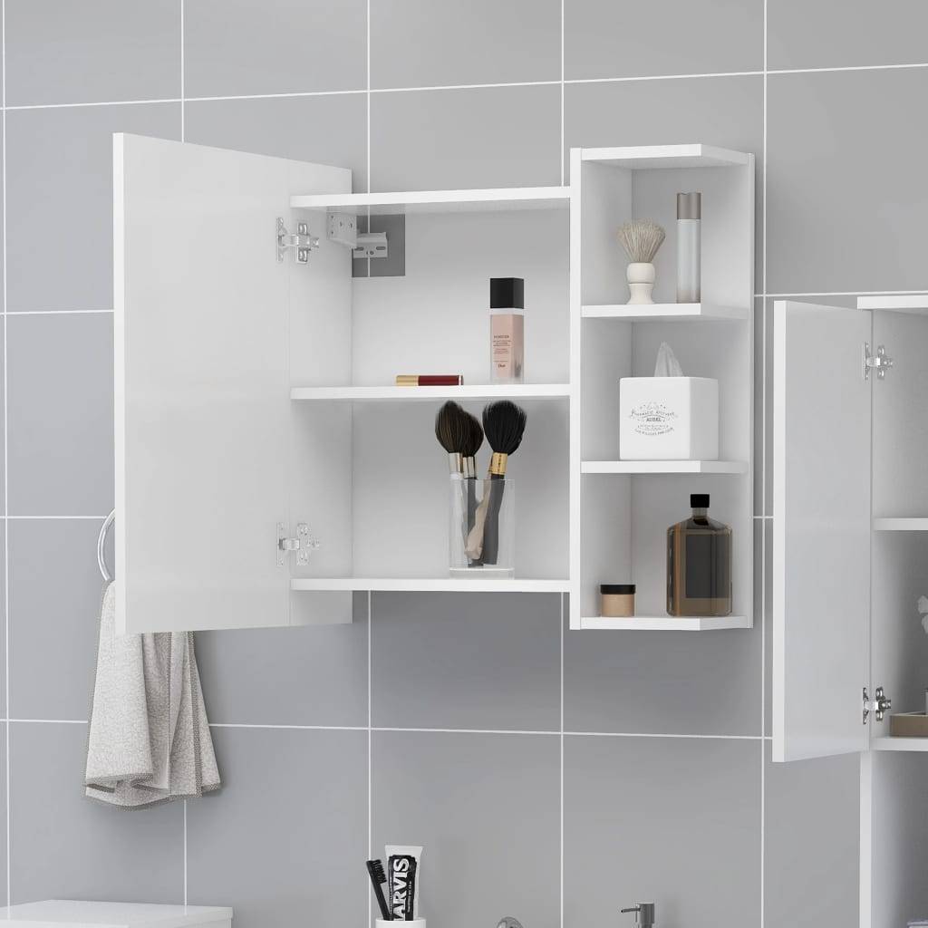 vidaXL Bad-Spiegelschrank Weiß 62,5x20,5x64 cm Holzwerkstoff