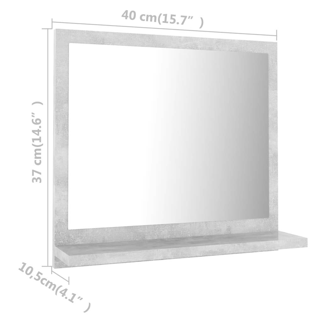 vidaXL Badspiegel Betongrau 40x10,5x37 cm Holzwerkstoff