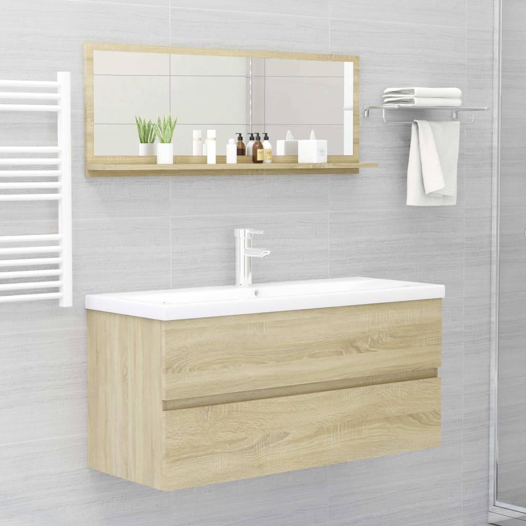 vidaXL Badspiegel Sonoma-Eiche 100x10,5x37 cm Holzwerkstoff