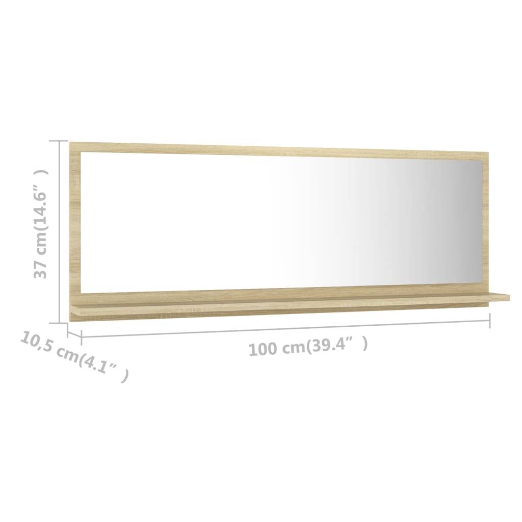 vidaXL Badspiegel Sonoma-Eiche 100x10,5x37 cm Holzwerkstoff