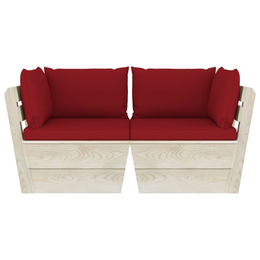 vidaXL Garten-Palettensofa 2-Sitzer mit Kissen Fichtenholz