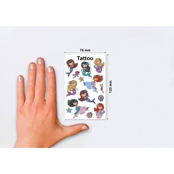 Kinder Tattoos Tattoofolie Meerjungfrau bunt 14 Aufkleber
