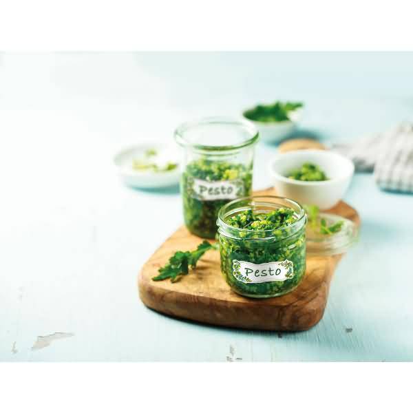 Haushalts-Etiketten Papier Blätterranken grün weiß gold 10 Aufkleber