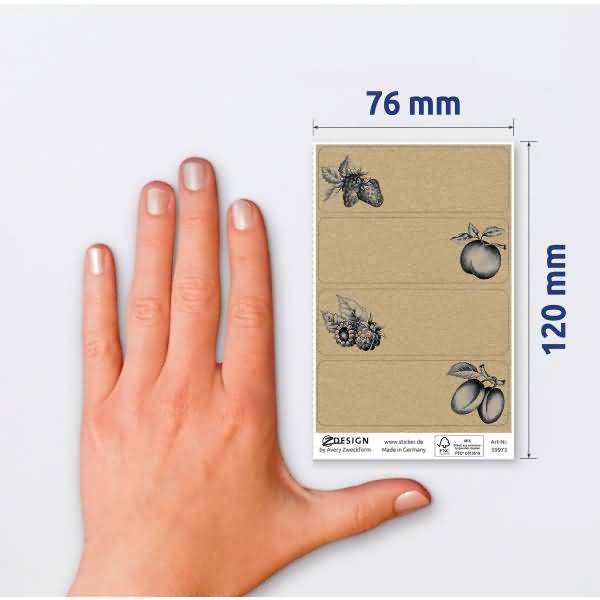 Haushalts-Etiketten Papier Erdbeere Himbeere .. braun schwarz 8 Aufkleber