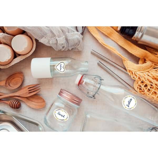 Namens-Etiketten Folie Doodle Rahmen schwarz weiß gold 16 Aufkleber