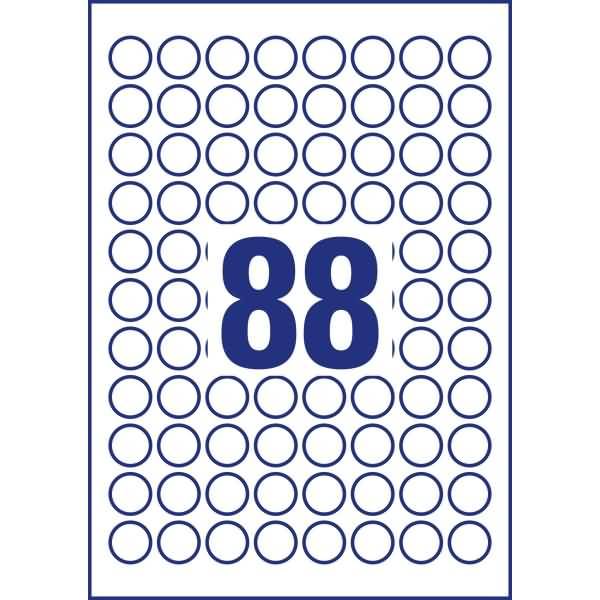 Etiketten rund ablösbar A4 20mm 10 Bogen/880 Etiketten weiß