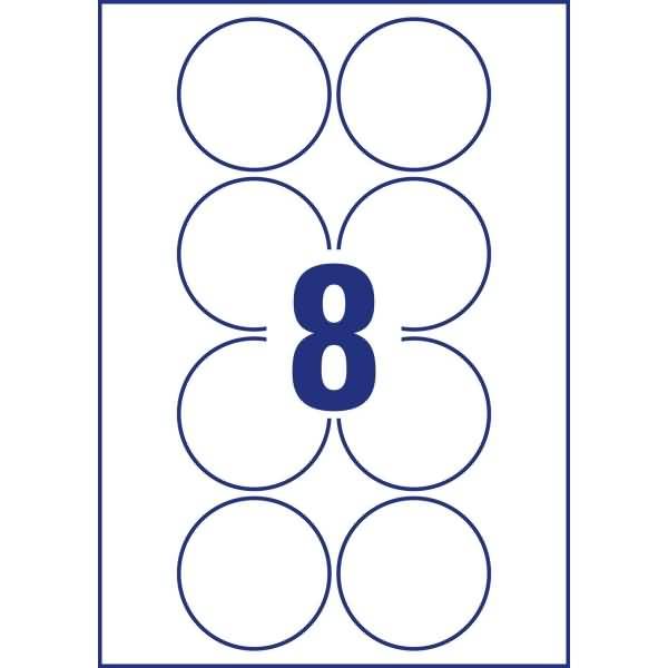 Etiketten rund A4 69mm 10 Bogen/80 Etiketten weiß