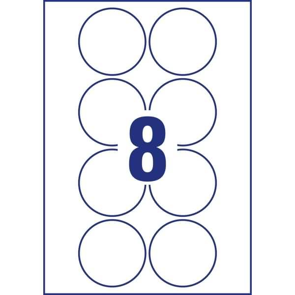 Etiketten rund ablösbar A4 69mm 10 Bogen/80 Etiketten weiß