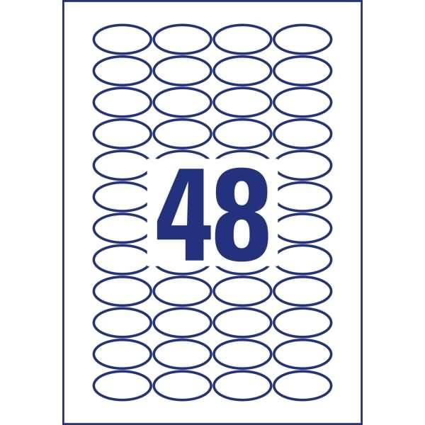 Etiketten oval A4 40x20mm 10 Bogen/480 Etiketten weiß