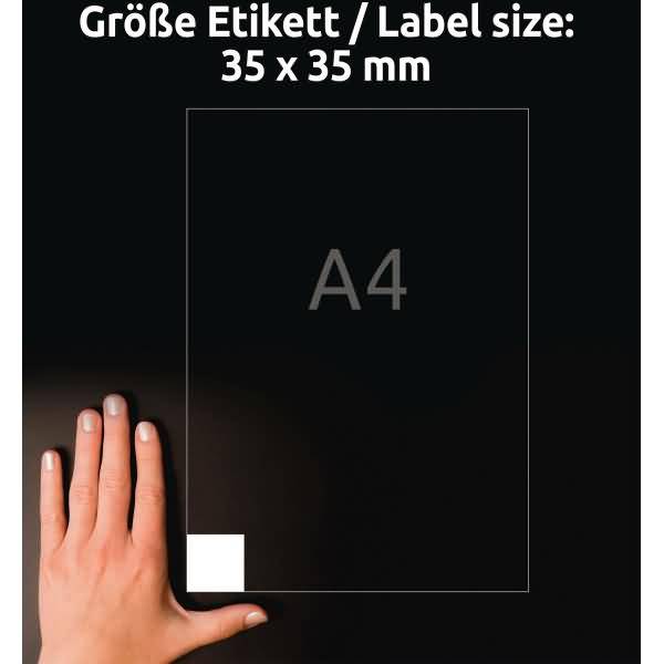 Etiketten ablösbar A4 35x35mm 10 Bogen/350 Etiketten weiß